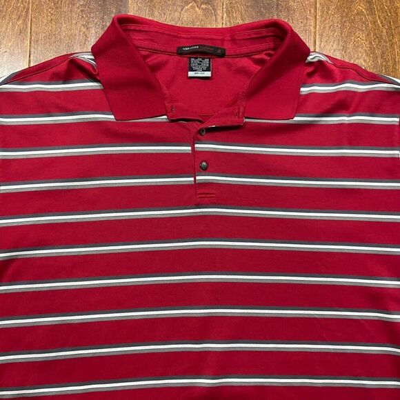 Nike Tiger Woods Big & Tall Performance Golf Red Striped Polo Shirt Men's XXL - Picture 2 of 9